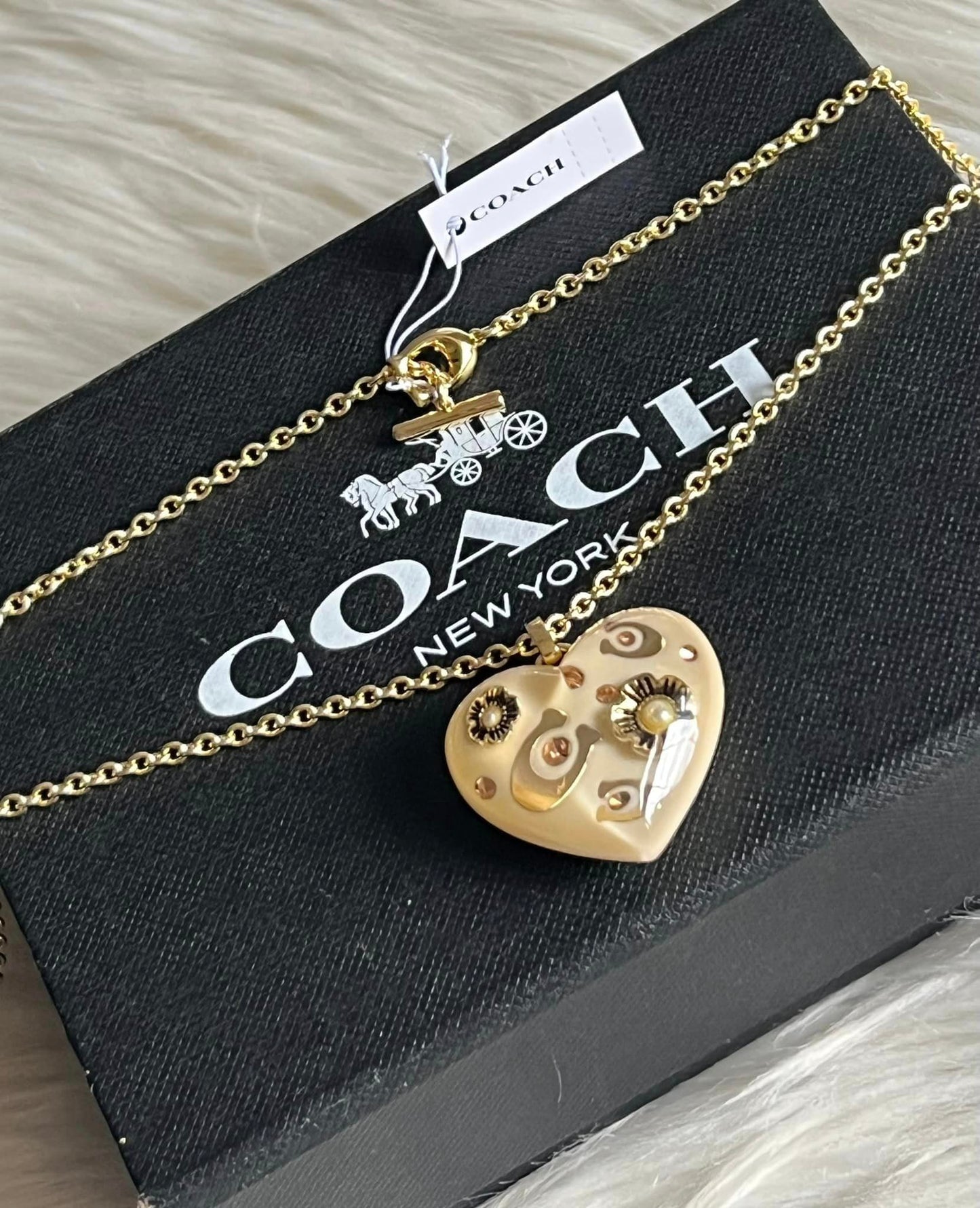 Coach Signature Heart Pendant Necklace