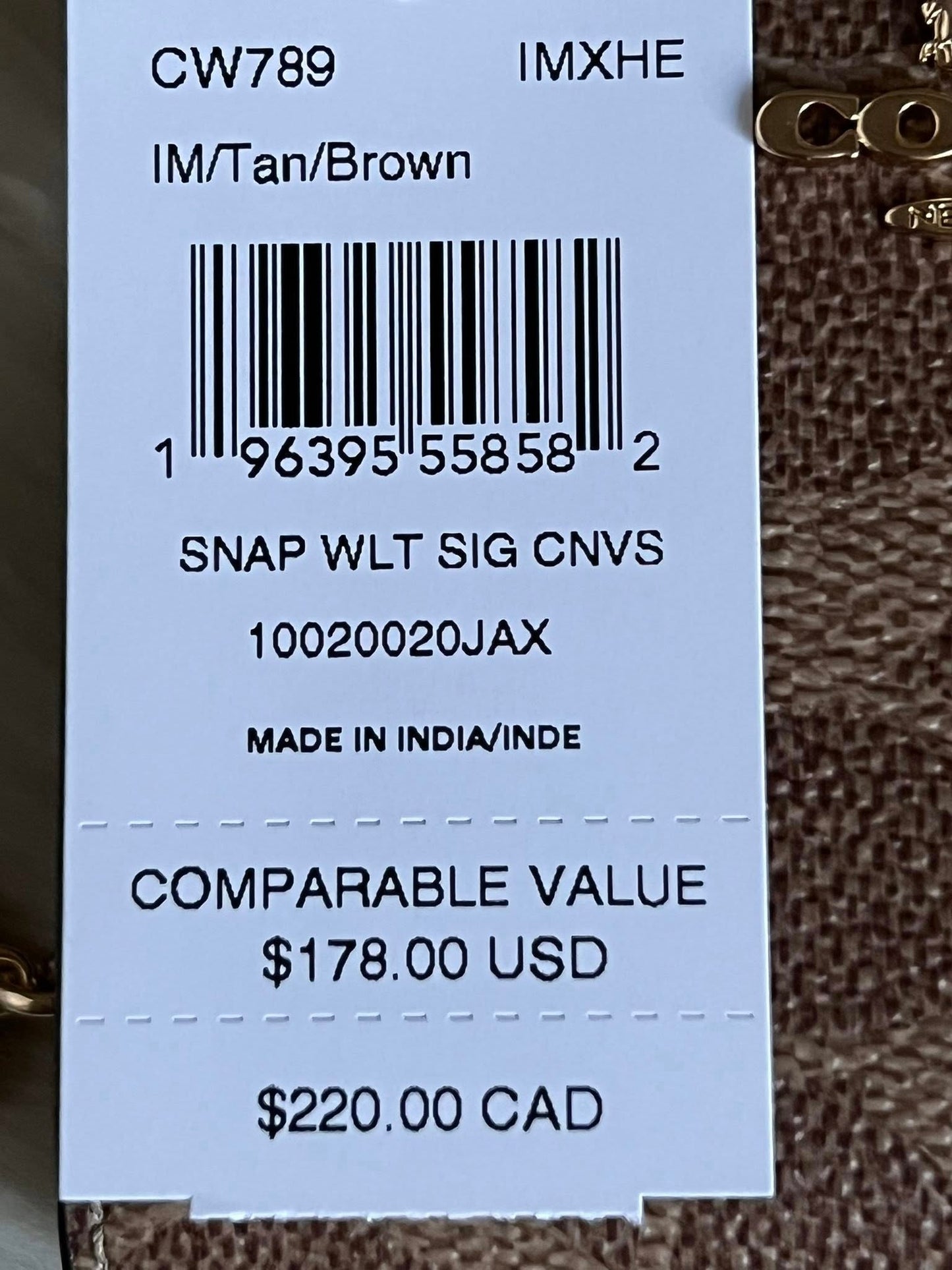 Coach Snap Wallet In Signature Canvas
