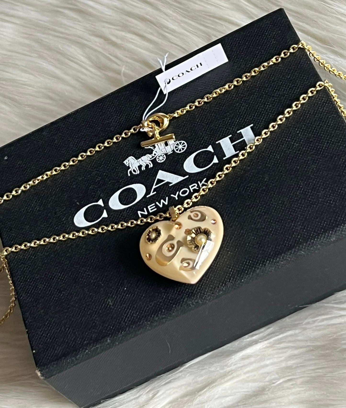 Coach Signature Heart Pendant Necklace