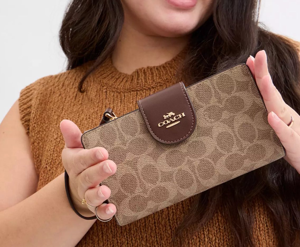 Coach Phone Wallet In Signature Canvas