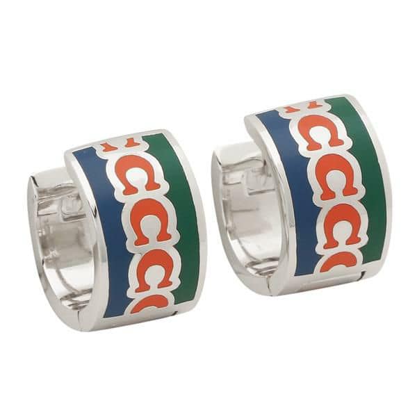 Coach Signature Enamel Hoop Earrings