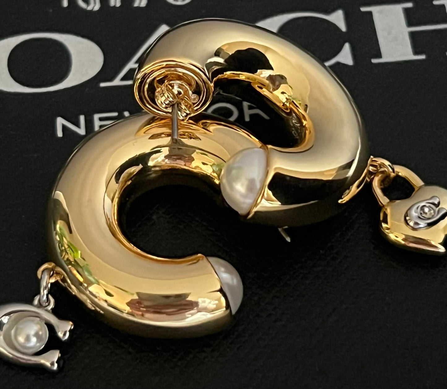 Coach Signature Heart Chubby Hoop Earrings