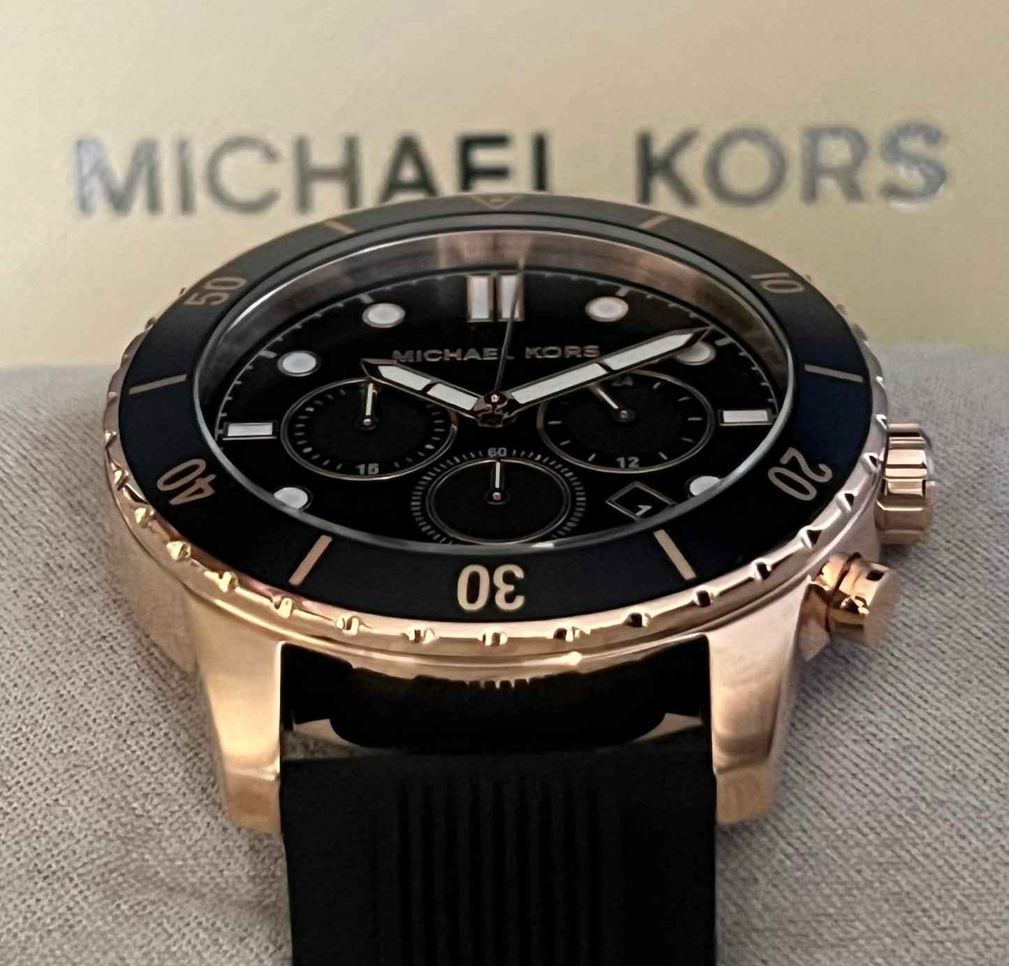 Michael Kors Men’s Oversized Oversized Cunningham Rose Gold-Tone Silicone Watch