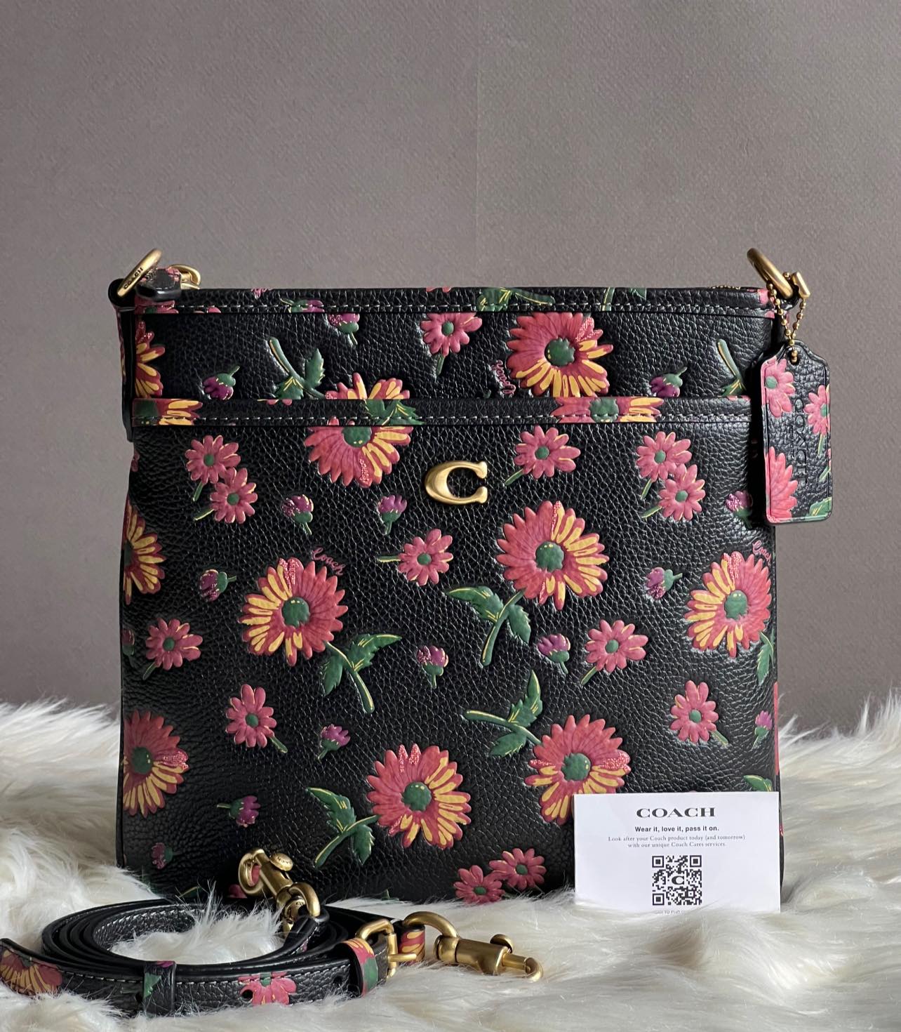 Coach Kitt Messenger Crossbody Bag with Floral Print