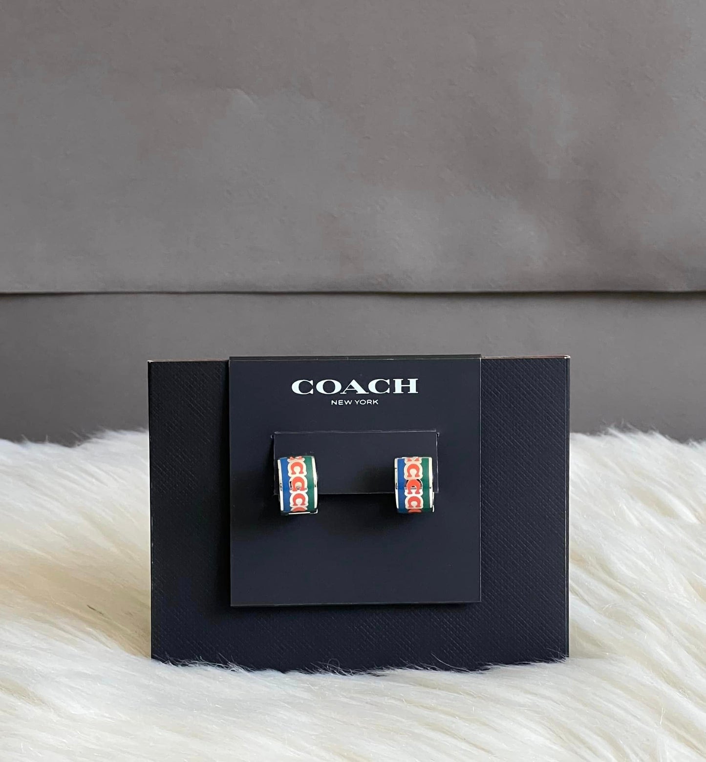 Coach Signature Enamel Hoop Earrings