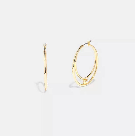 Coach Signature Double Hoop Earrings