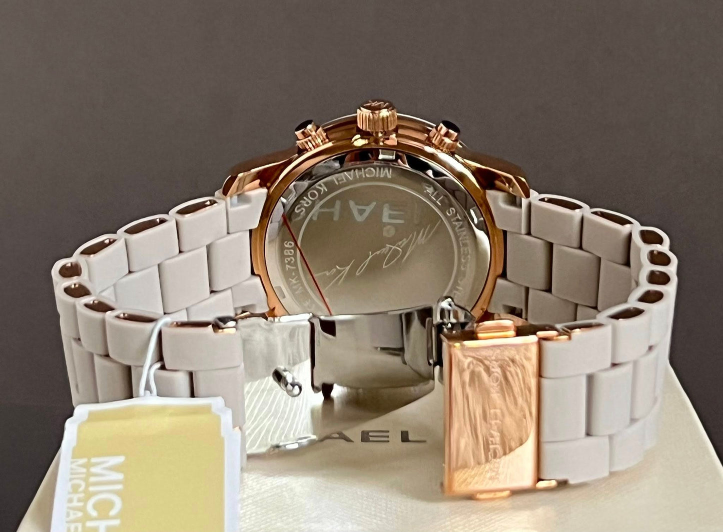 Michael Kors Women’s Runway Chronograph Rose Gold-Tone Stainless Steel and Wheat Silicone Watch