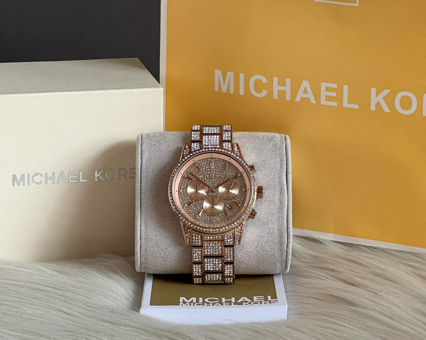 Michael Kors Women’s Ritz Pave Rose Gold-Tone Watch