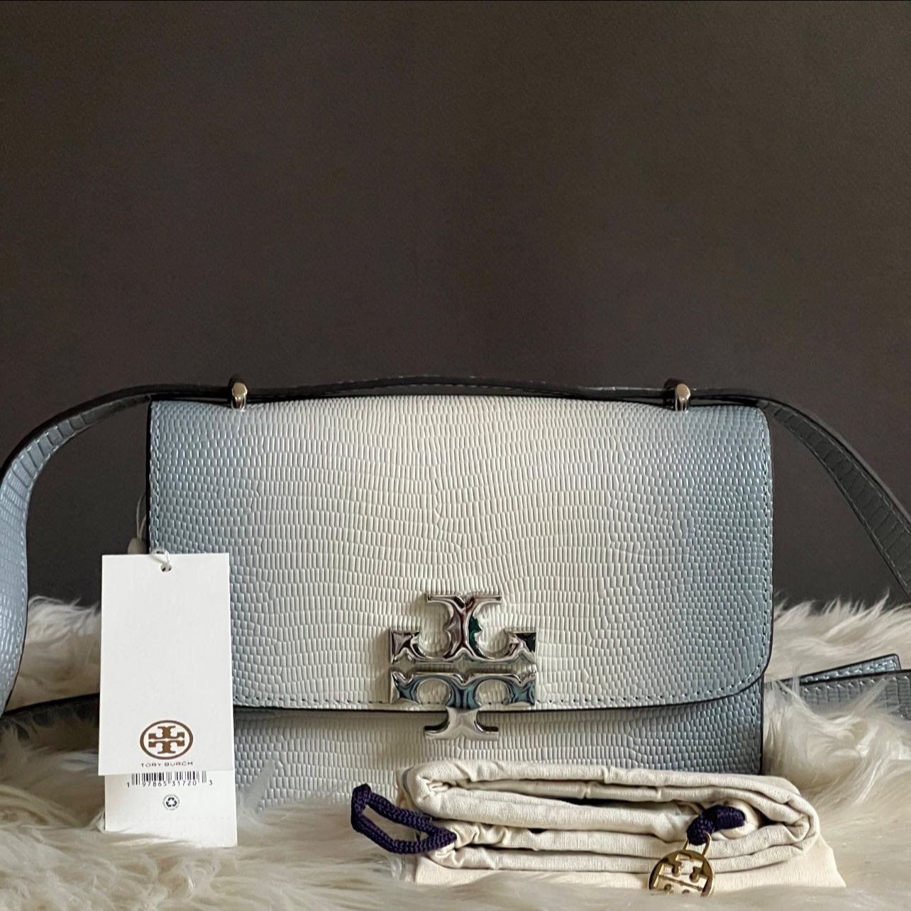 Tory Burch Eleanor Lizard Small Convertible Shoulder Bag