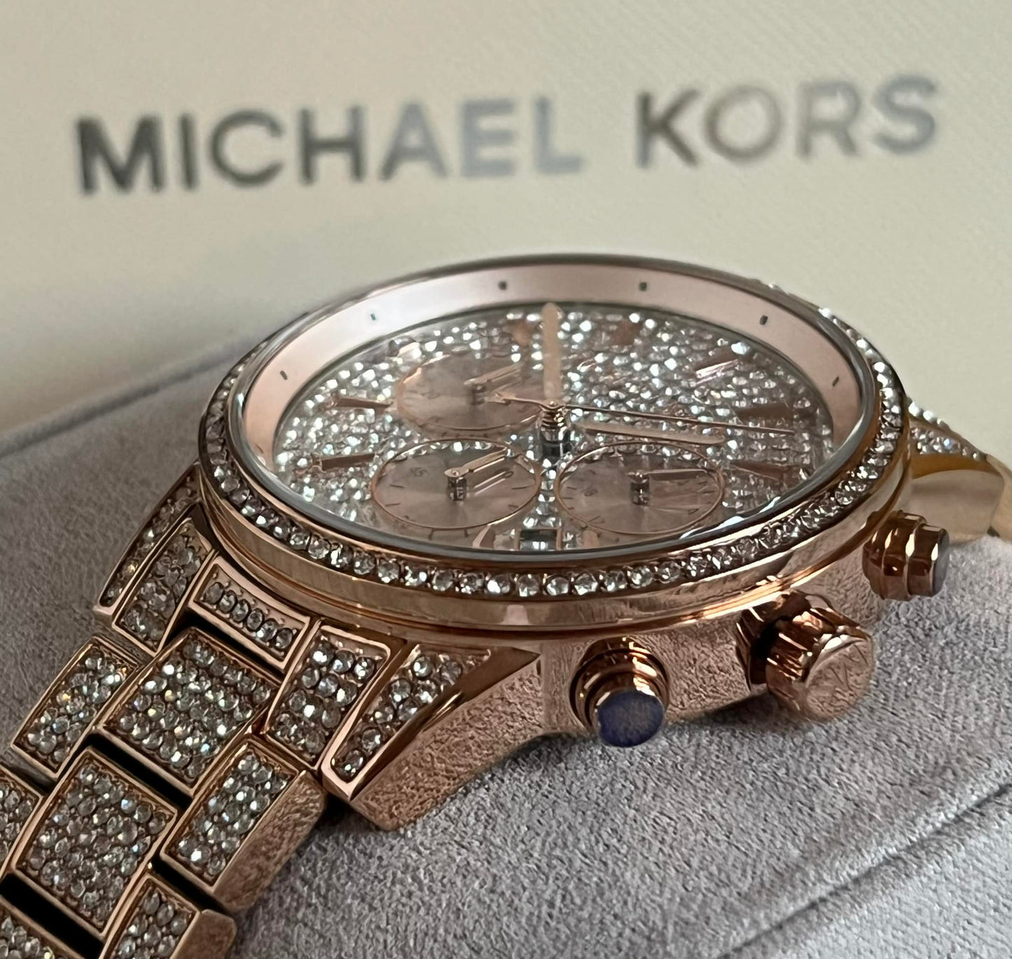 Michael Kors Women’s Ritz Pave Rose Gold-Tone Watch