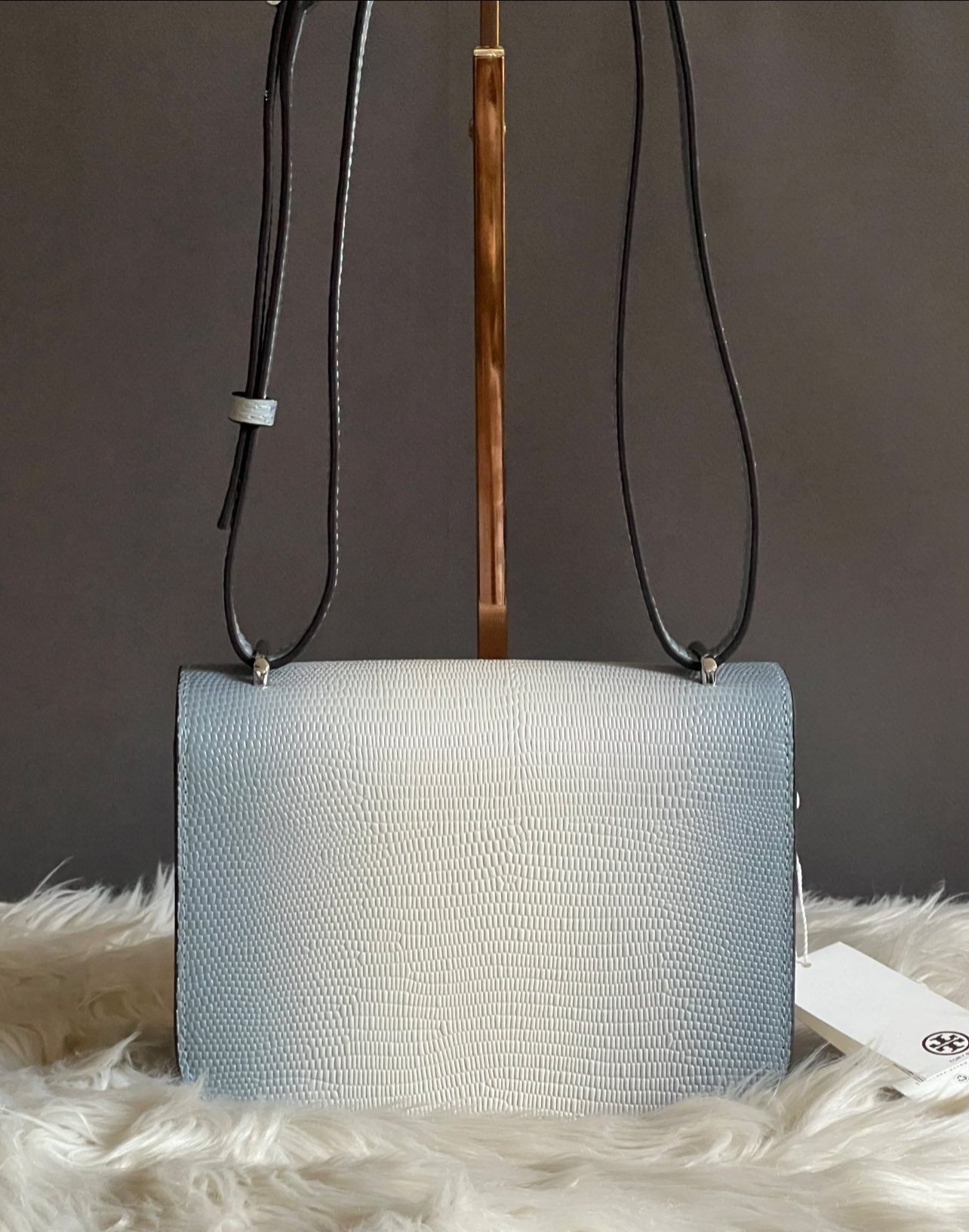 Tory Burch Eleanor Lizard Small Convertible Shoulder Bag