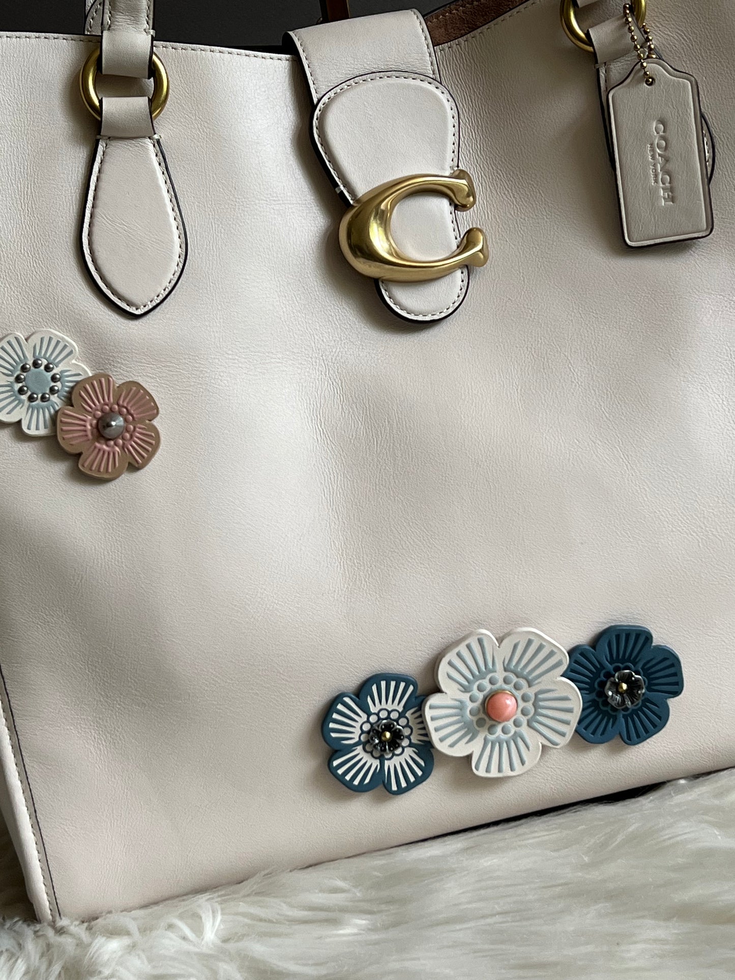 Coach Theo Tote with Tea Rose Charms