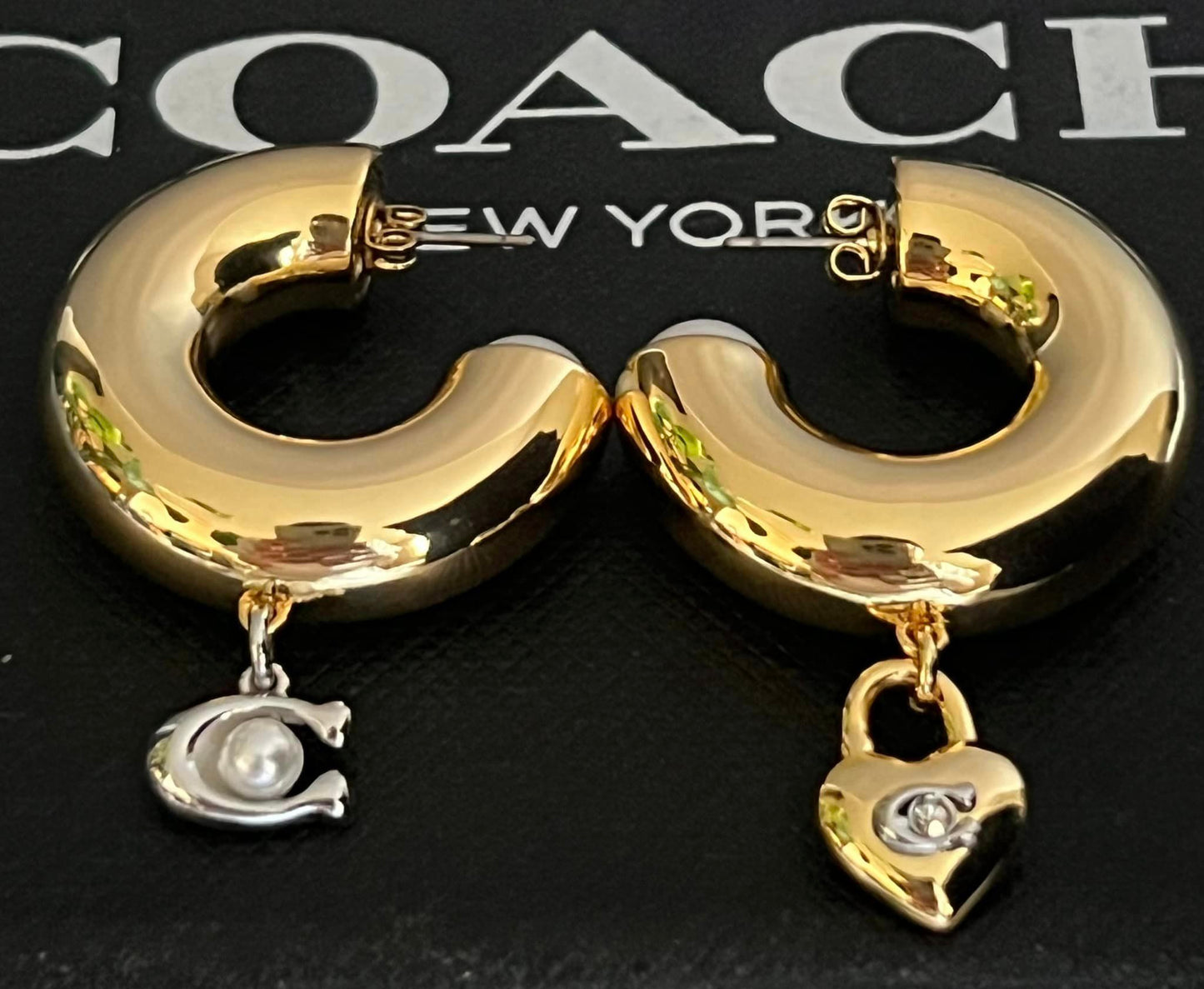 Coach Signature Heart Chubby Hoop Earrings