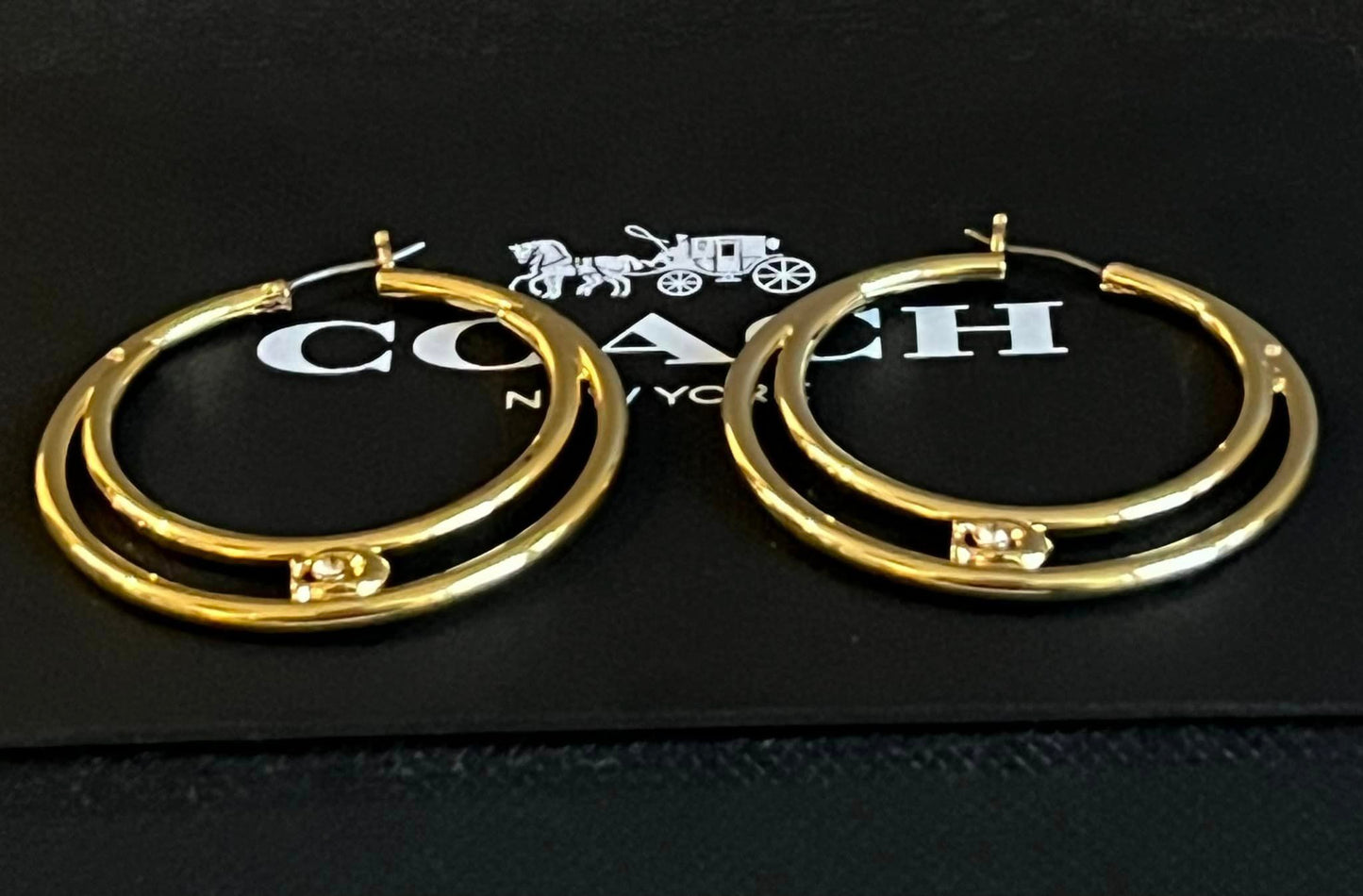 Coach Signature Double Hoop Earrings