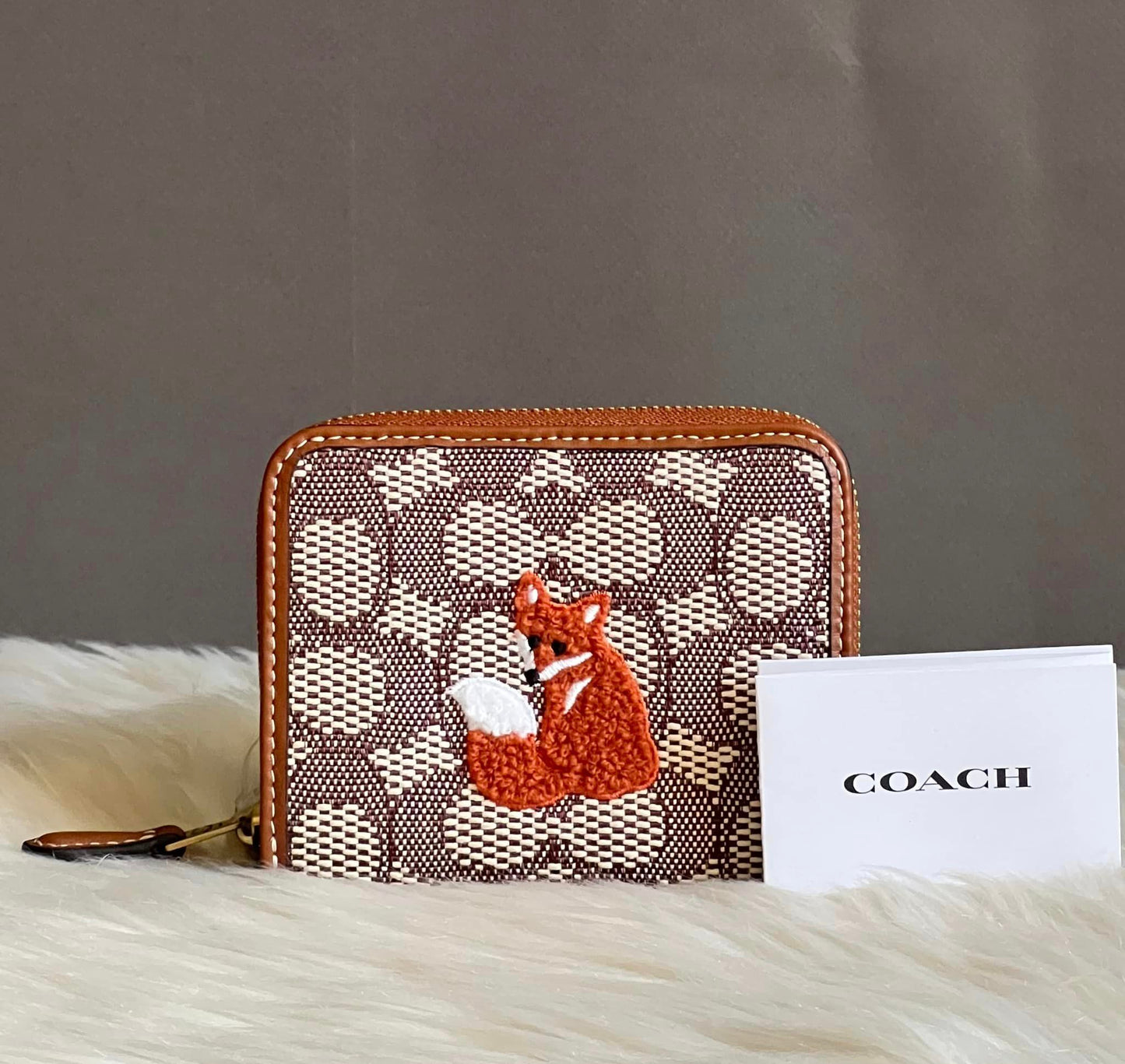 Coach Billfold Wallet In Signature Textile Jacquard With Fox Motif