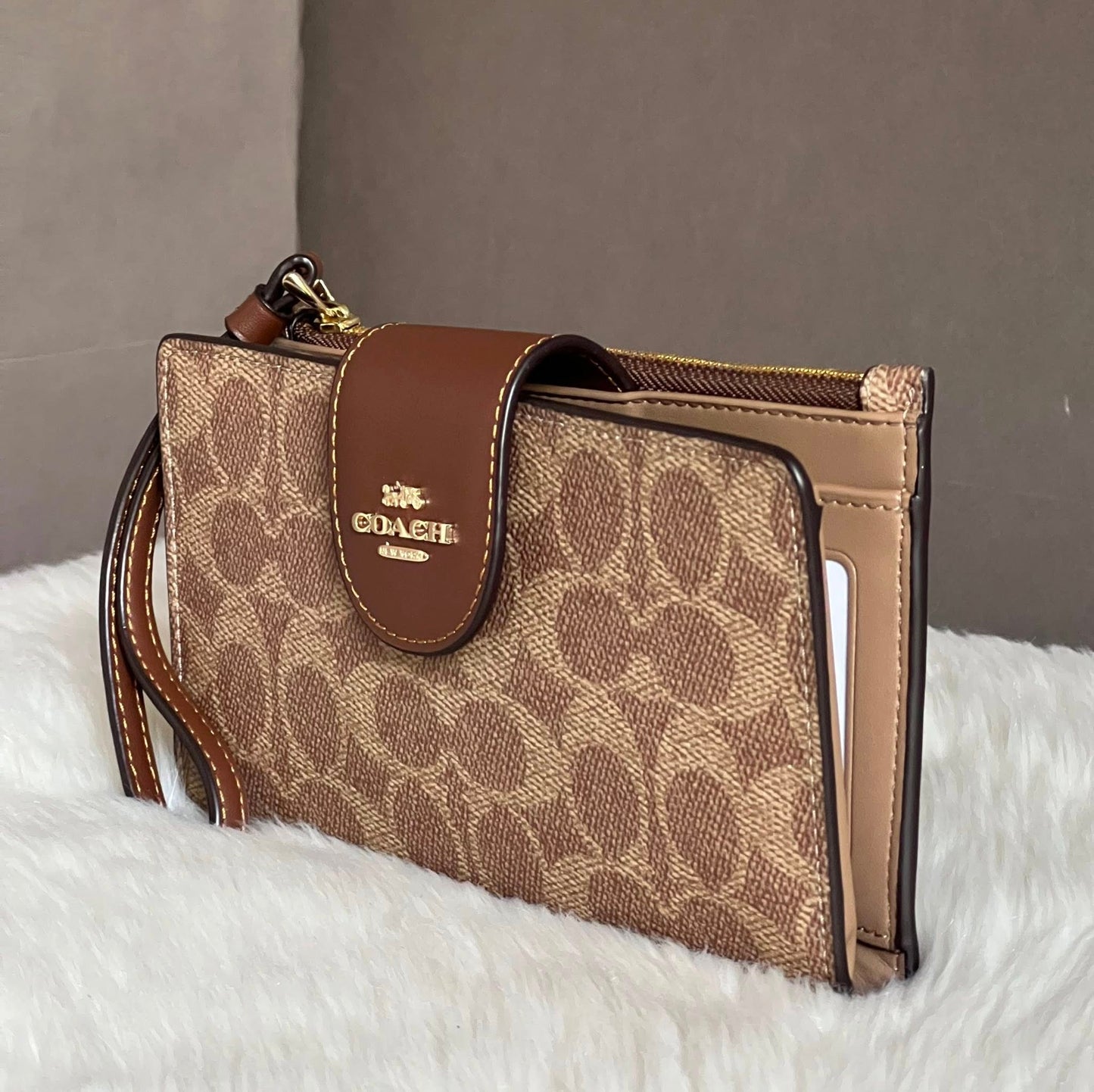 Coach Phone Wallet In Signature Canvas
