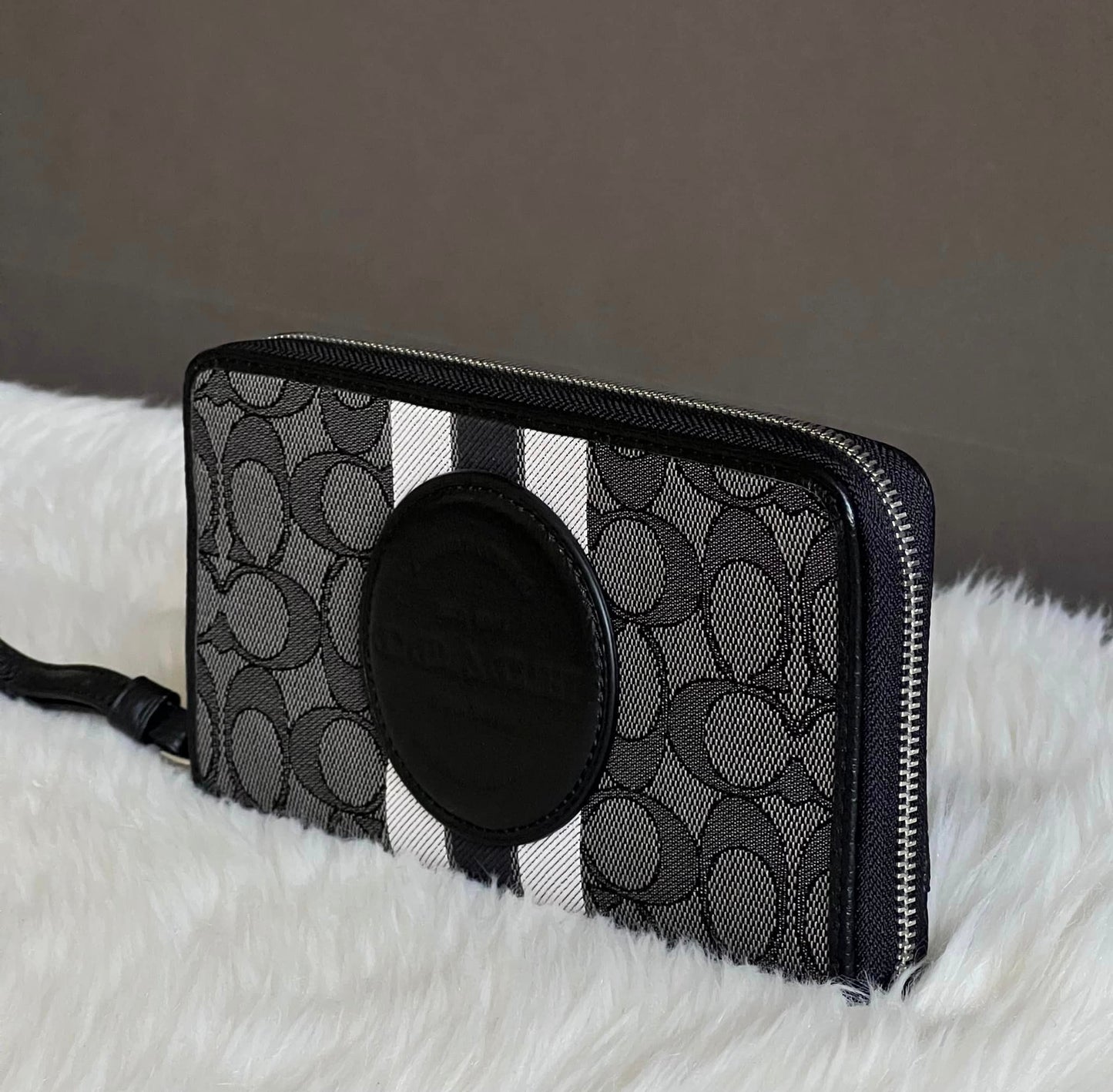 Coach Dempsey Large Phone Wallet In Signature Jacquard With Stripe And Coach Patch