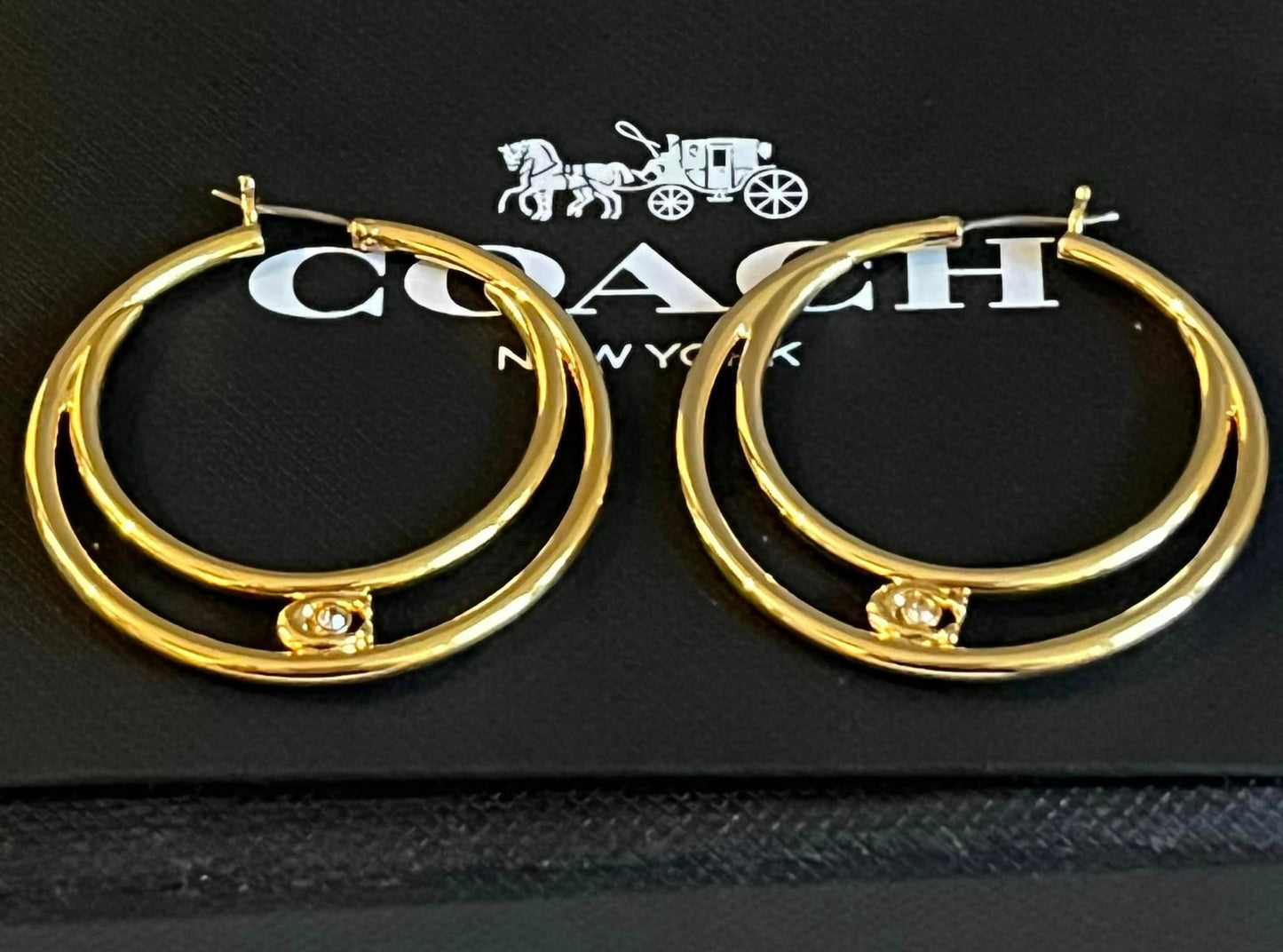 Coach Signature Double Hoop Earrings