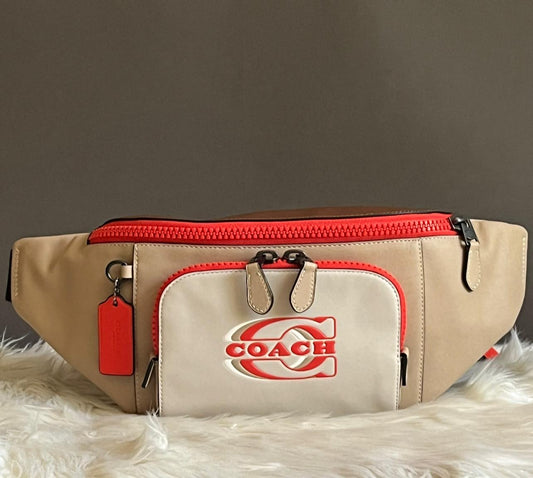 Coach Track Belt Bag in Colorblock with Coach Stamp