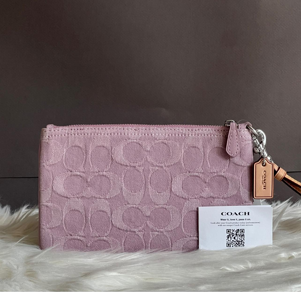 Coach Small Wristlet in Signature Denim