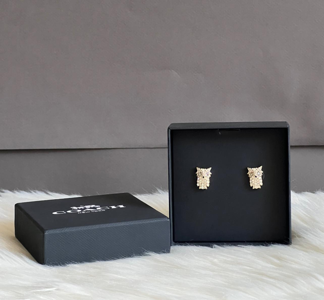 Coach Pavé Owl Stud Earrings