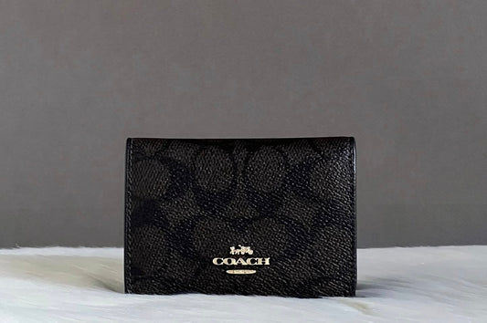Coach Card Holder Wallet In Blocked Signature Canvas