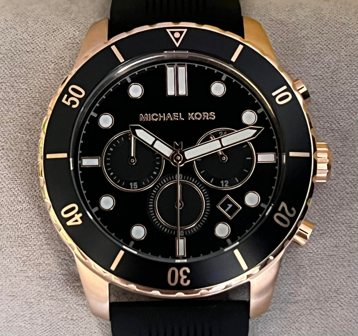 Michael Kors Men’s Oversized Oversized Cunningham Rose Gold-Tone Silicone Watch