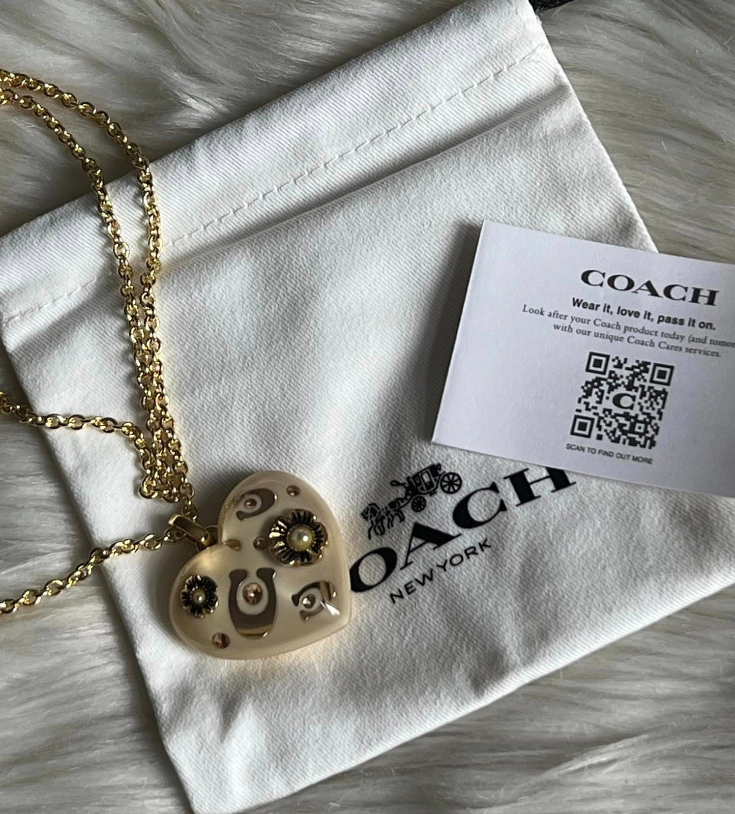 Coach Signature Heart Pendant Necklace