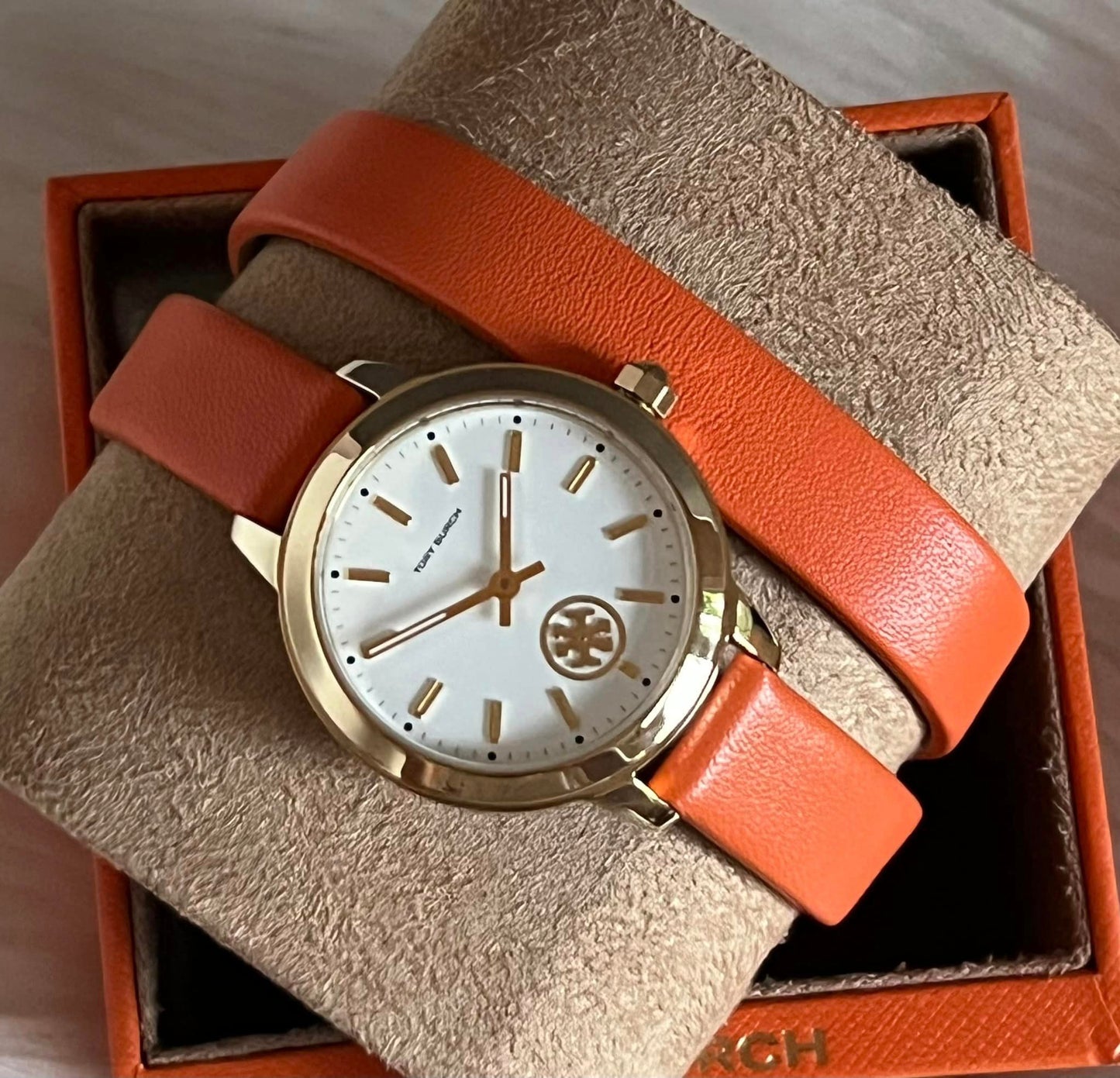 Tory Burch Women’s Collins Orange Double Wrap Watch