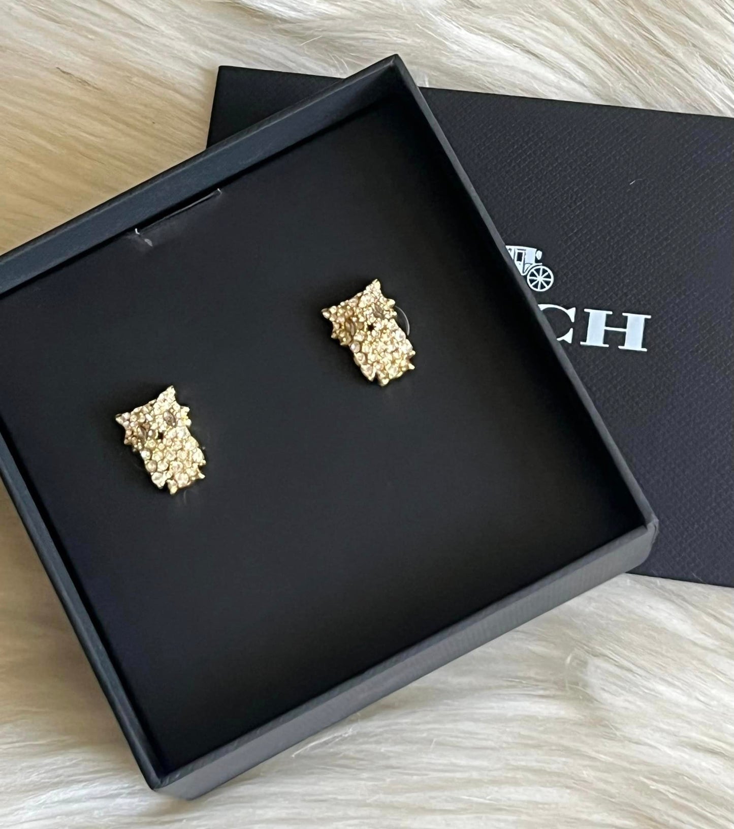 Coach Pavé Owl Stud Earrings