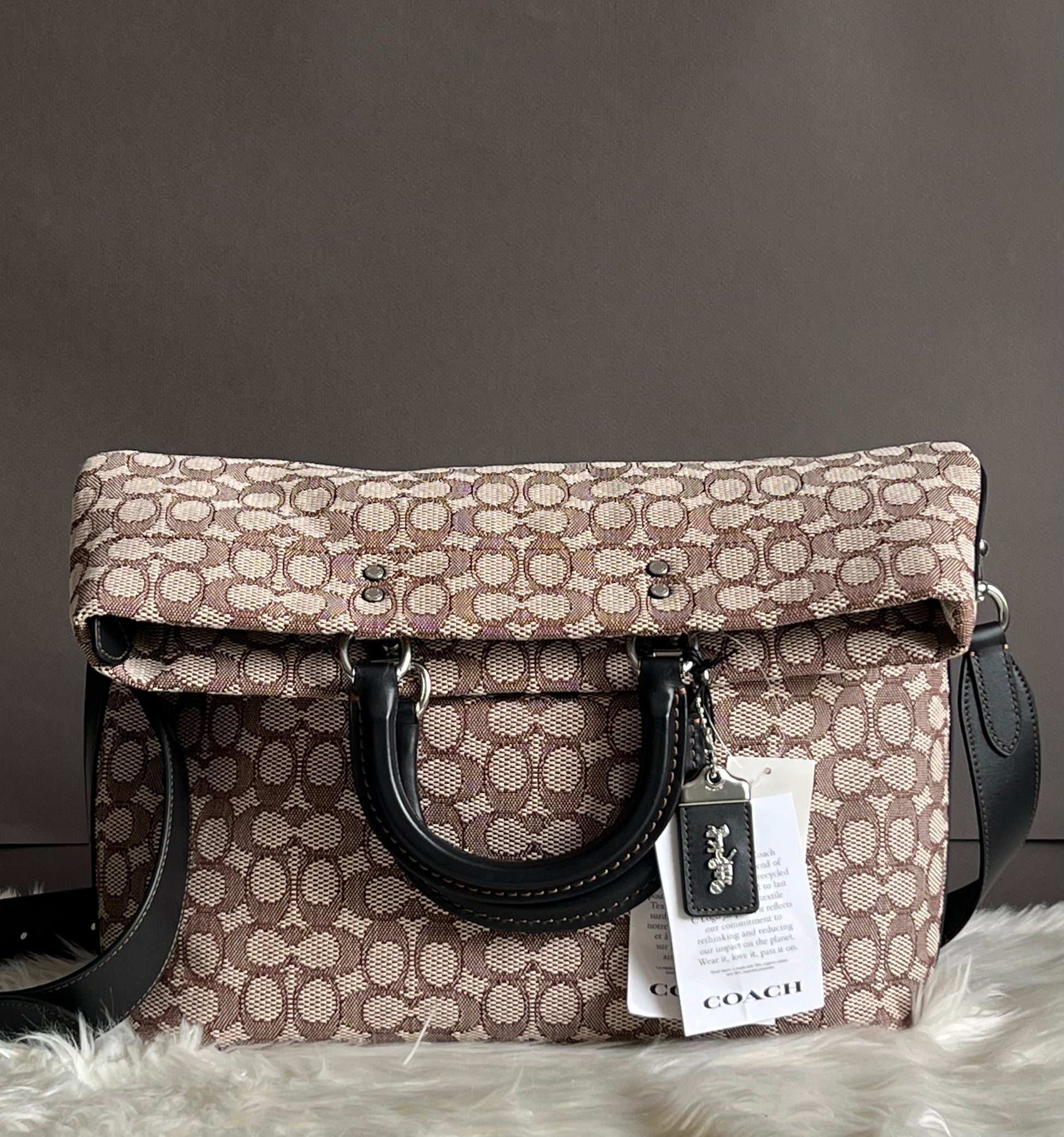 Coach Rowe Foldover Tote in Signature Textile Jacquard Club de Mode