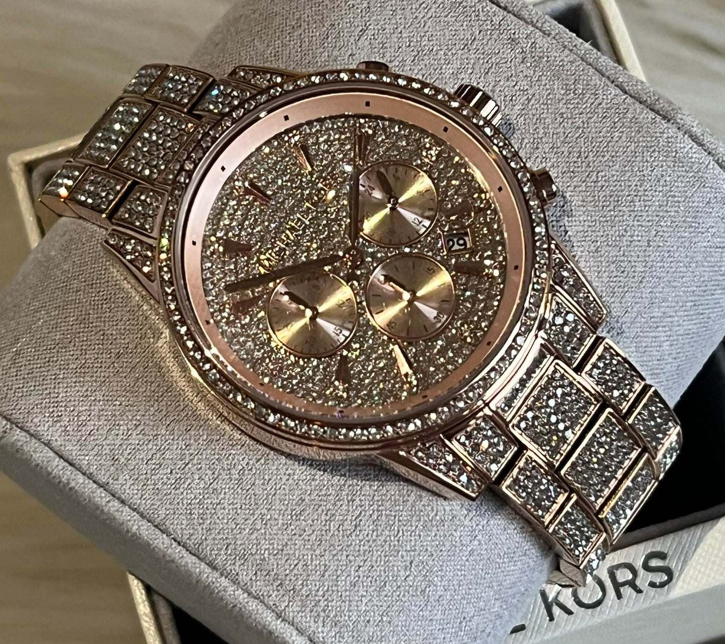 Michael Kors Women’s Ritz Pave Rose Gold-Tone Watch