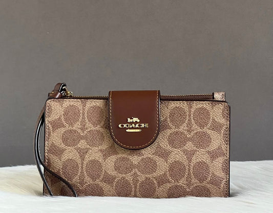 Coach Phone Wallet In Signature Canvas