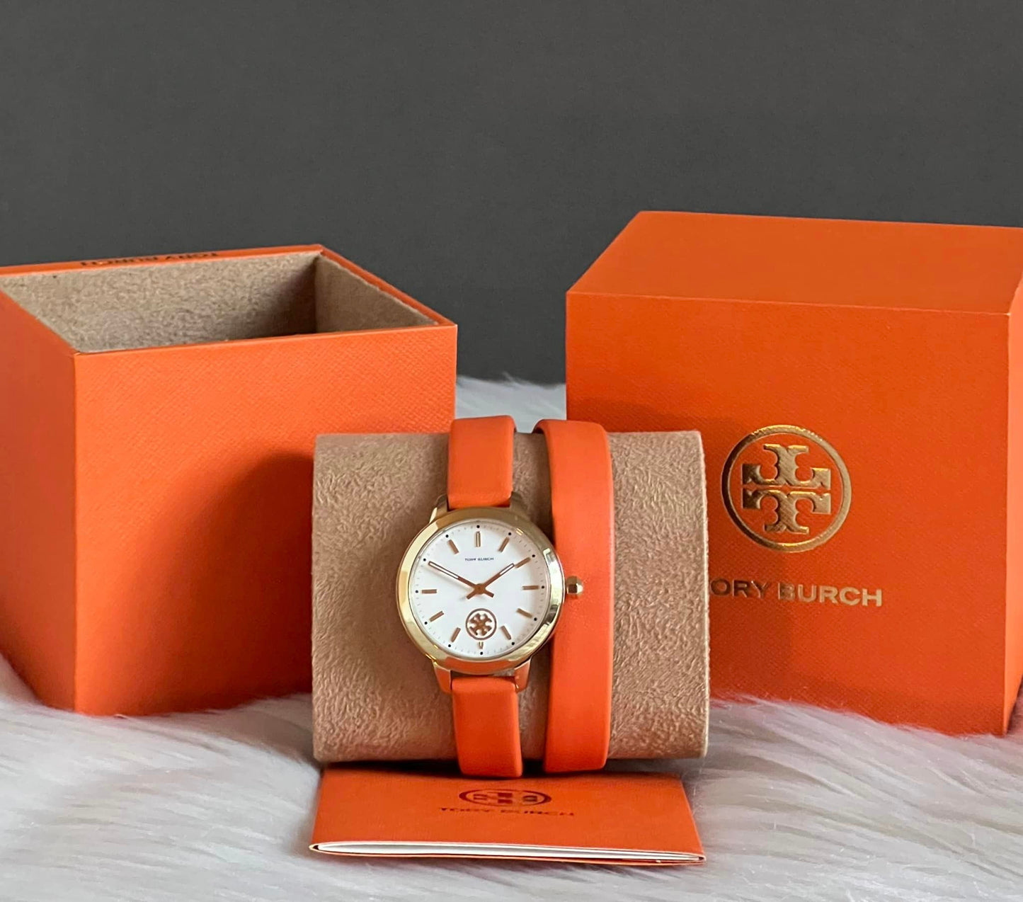 Tory Burch Women’s Collins Orange Double Wrap Watch