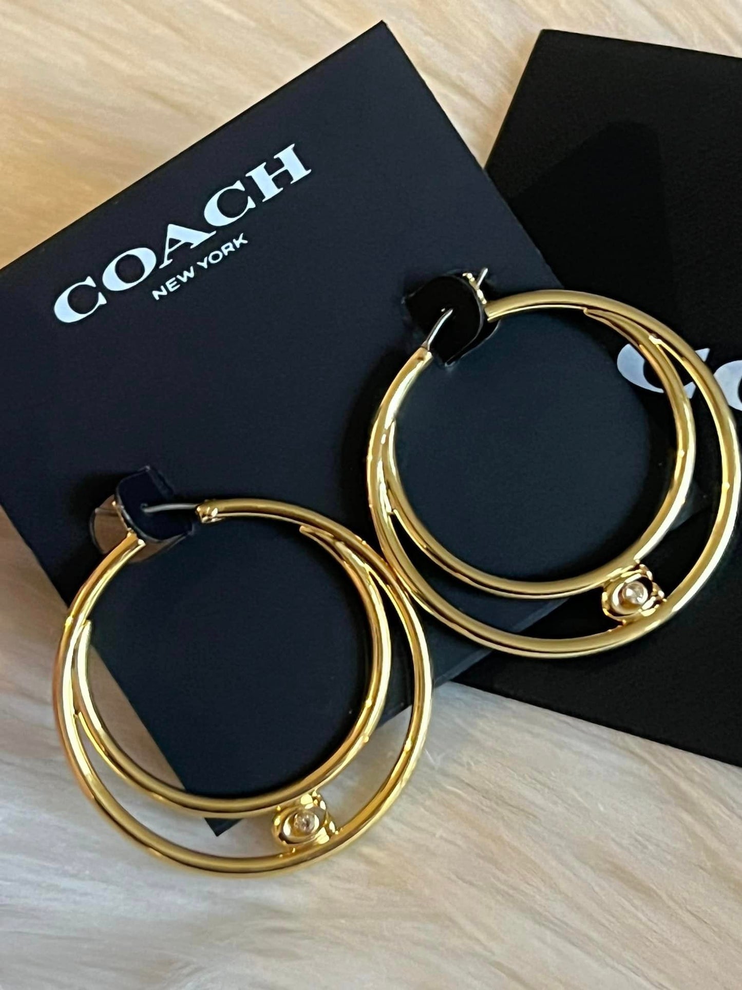 Coach Signature Double Hoop Earrings