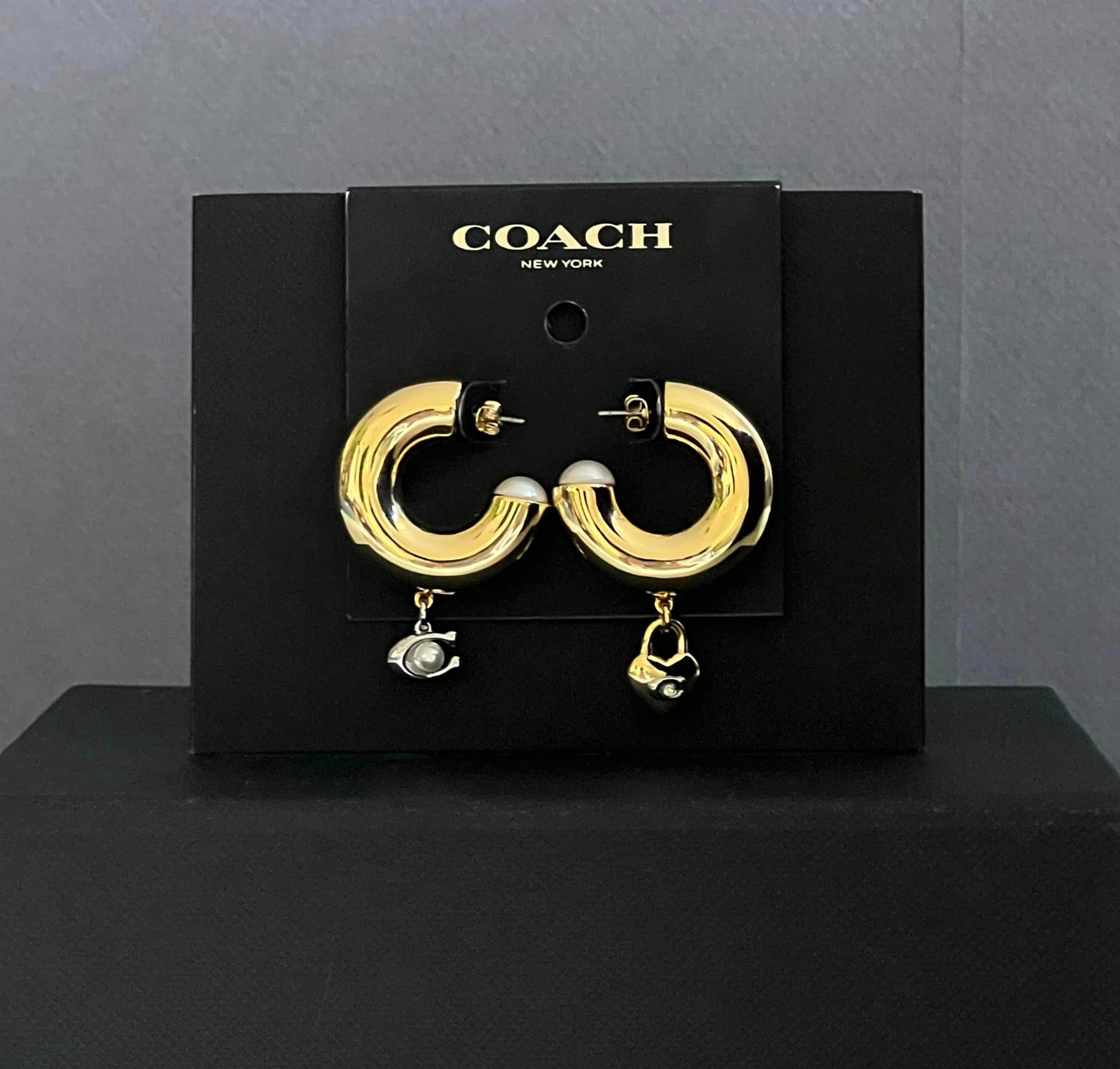 Coach Signature Heart Chubby Hoop Earrings