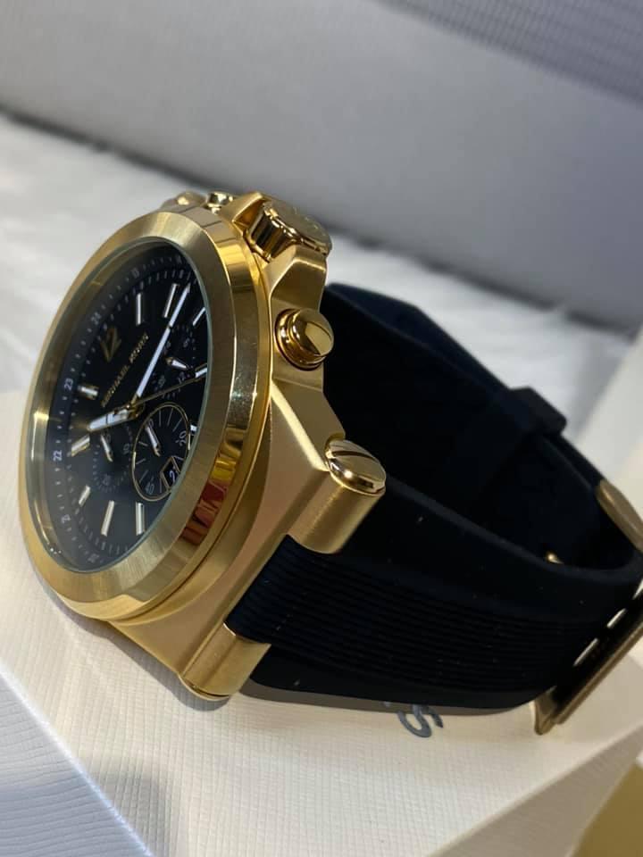 Michael Kors Men’s Dylan Gold-Tone with Black Silicone Strap