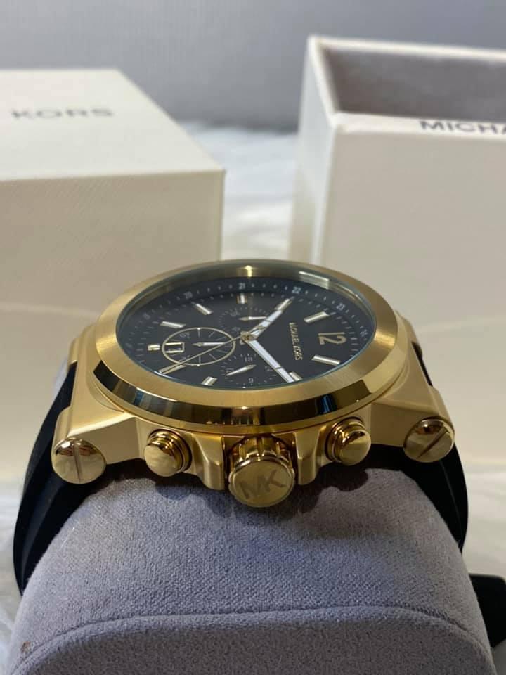 Michael Kors Men’s Dylan Gold-Tone with Black Silicone Strap