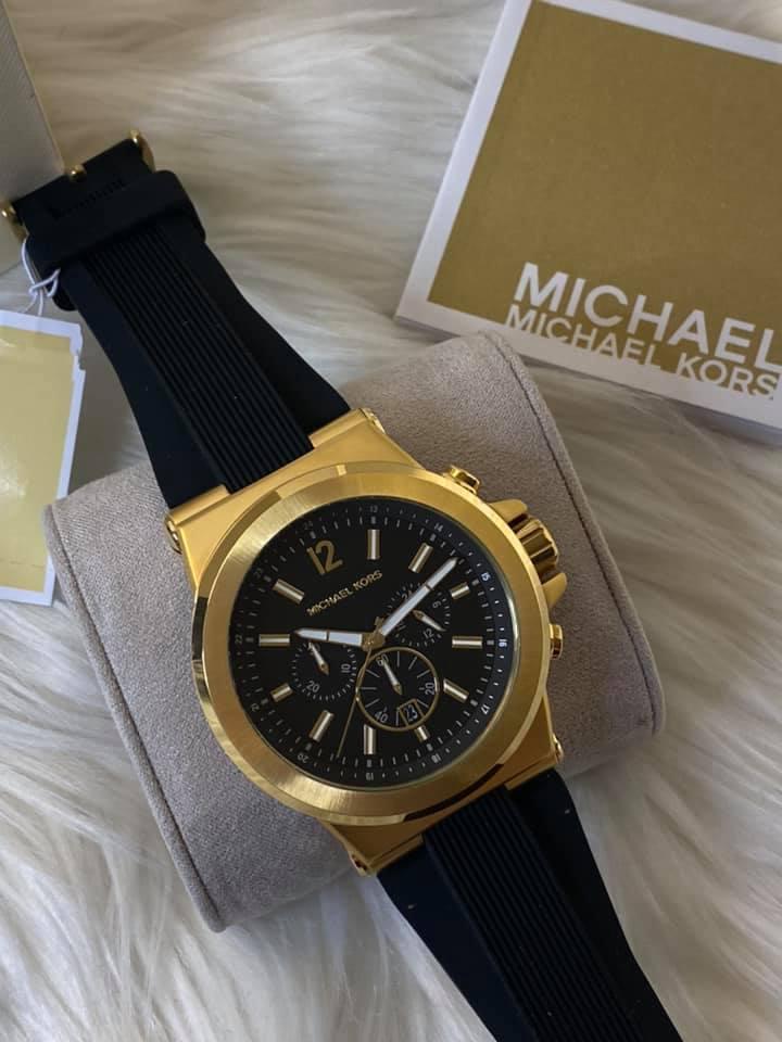 Michael Kors Men’s Dylan Gold-Tone with Black Silicone Strap