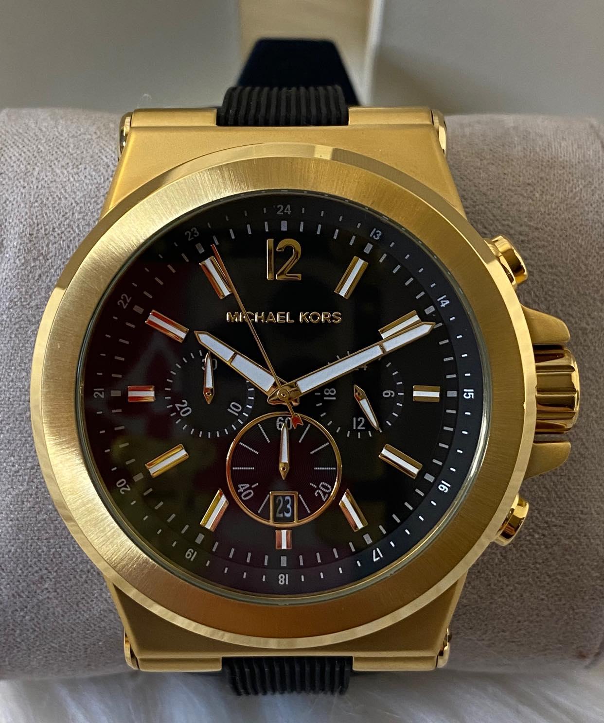 Michael Kors Men’s Dylan Gold-Tone with Black Silicone Strap