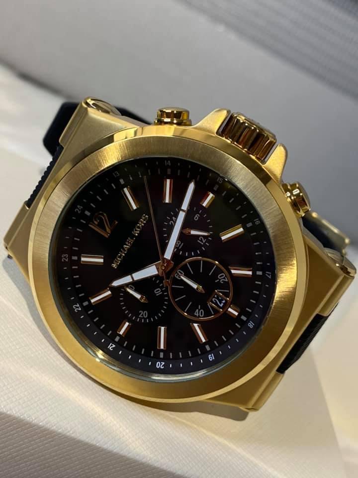 Michael Kors Men’s Dylan Gold-Tone with Black Silicone Strap