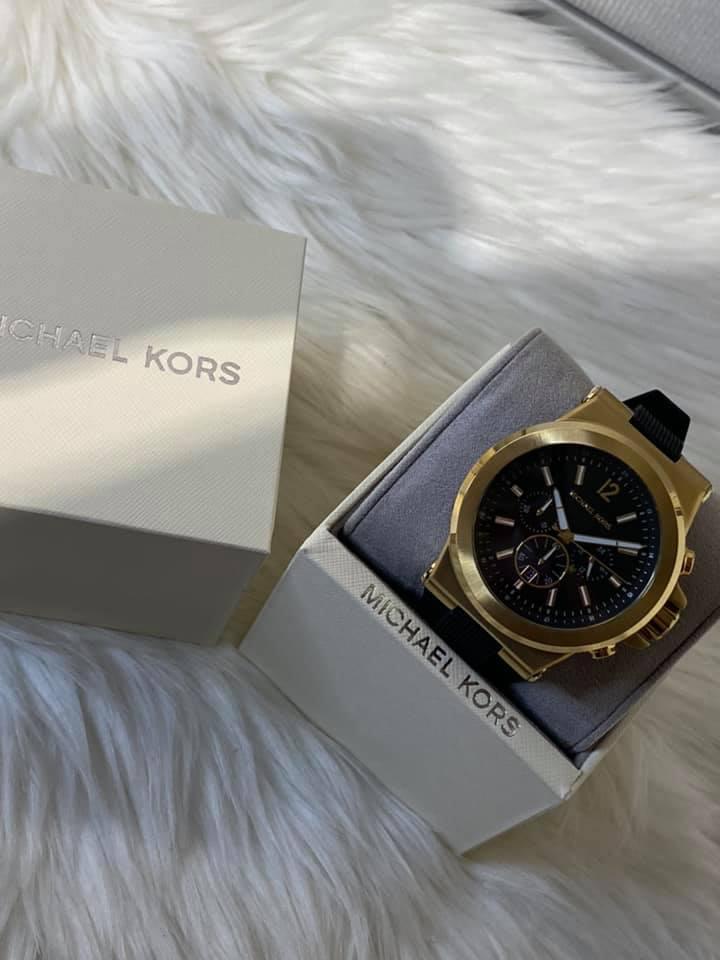 Michael Kors Men’s Dylan Gold-Tone with Black Silicone Strap