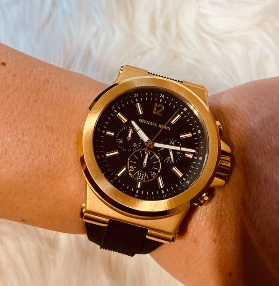 Michael Kors Men’s Dylan Gold-Tone with Black Silicone Strap