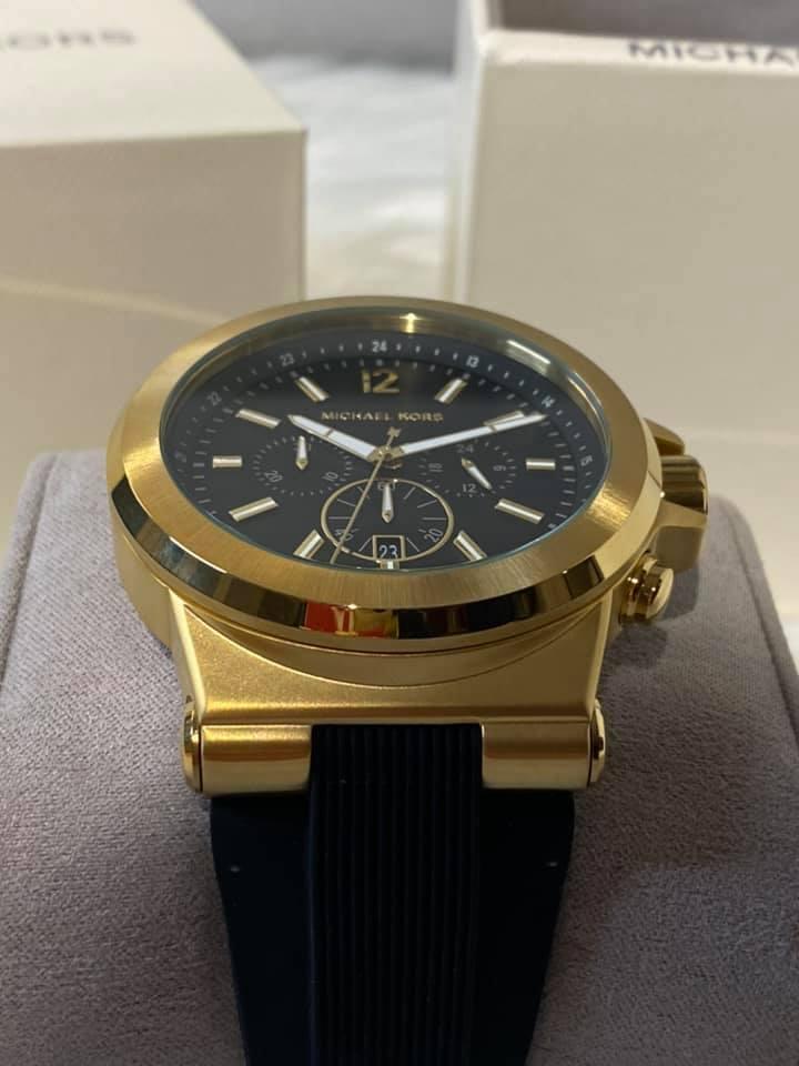 Michael Kors Men’s Dylan Gold-Tone with Black Silicone Strap