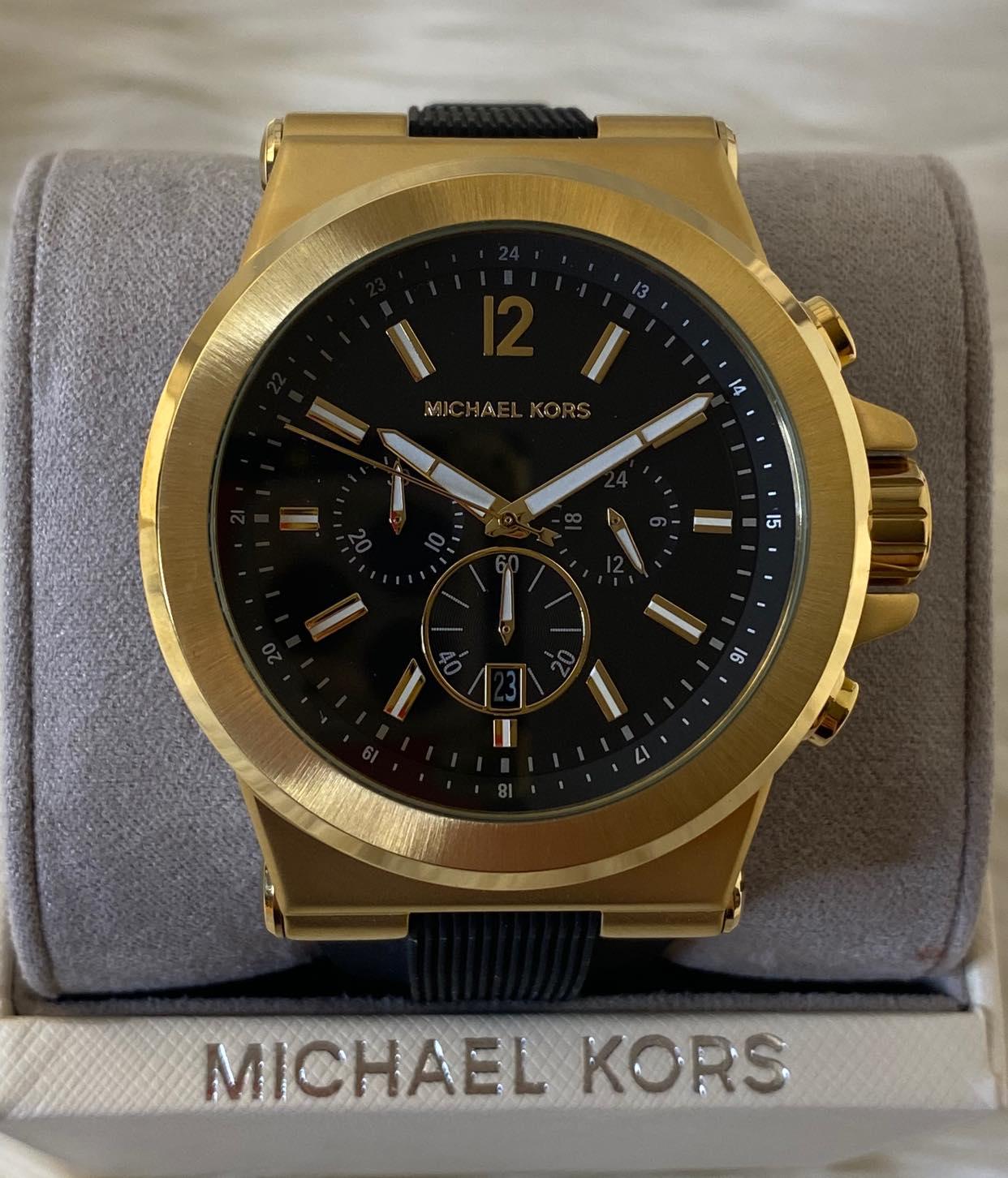 Michael Kors Men’s Dylan Gold-Tone with Black Silicone Strap