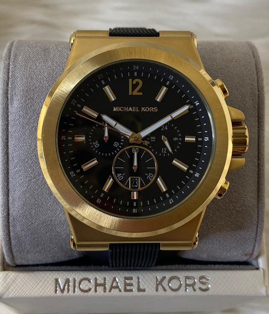 Michael Kors Men’s Dylan Gold-Tone with Black Silicone Strap