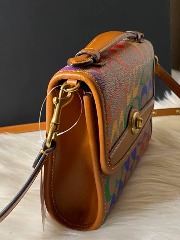 Coach Kip Turnlock Crossbody In newest Rainbow Signature Canvas