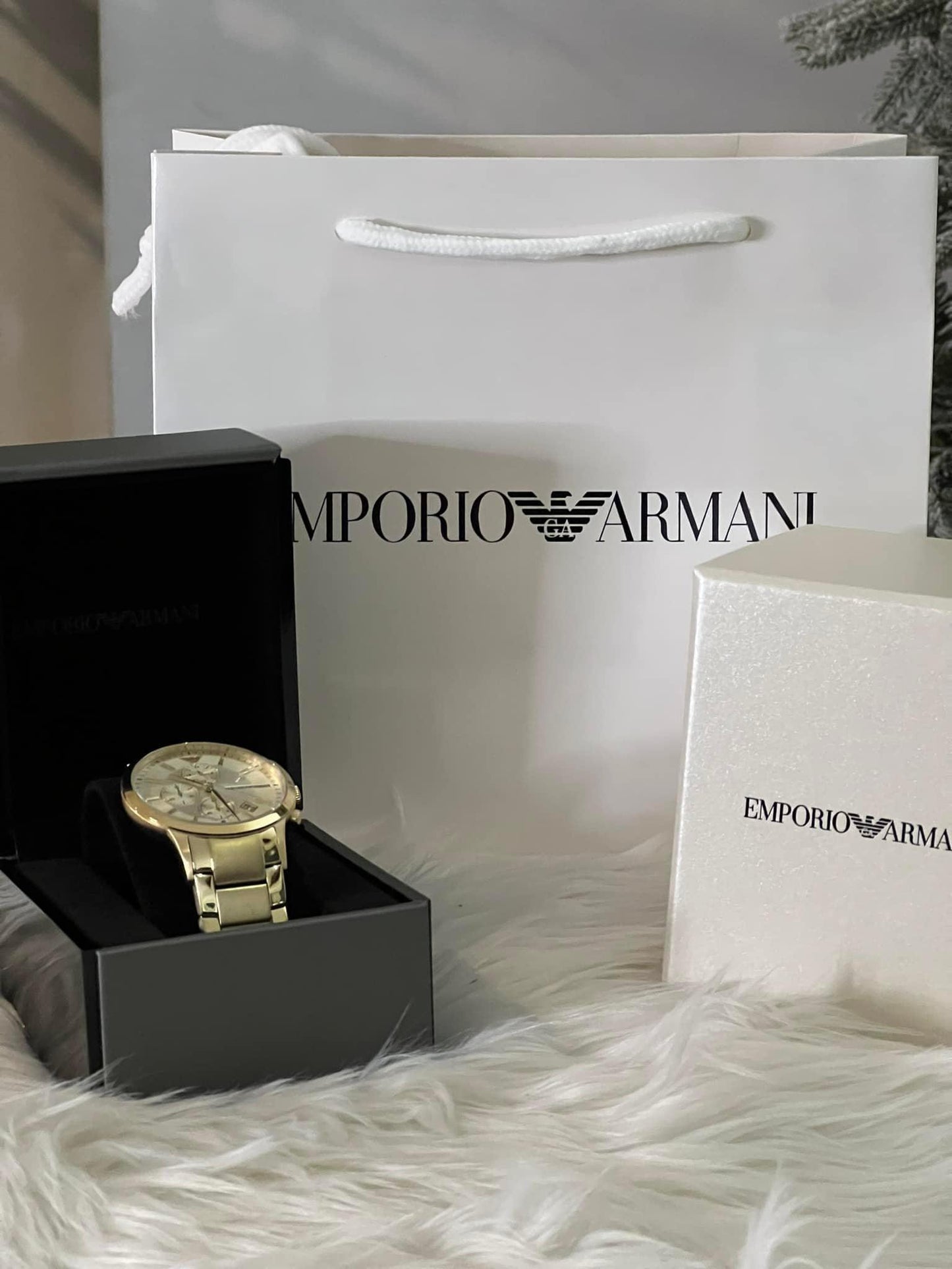 Emporio Armani Men’s Pale Gold-Tone Chronograph Watch
