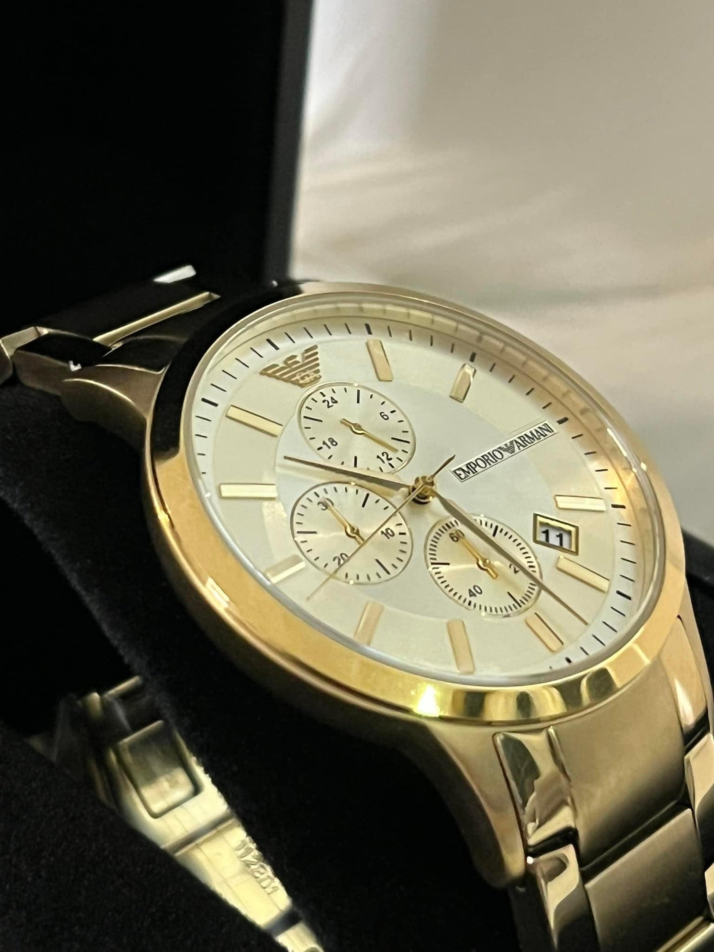Emporio Armani Men’s Pale Gold-Tone Chronograph Watch