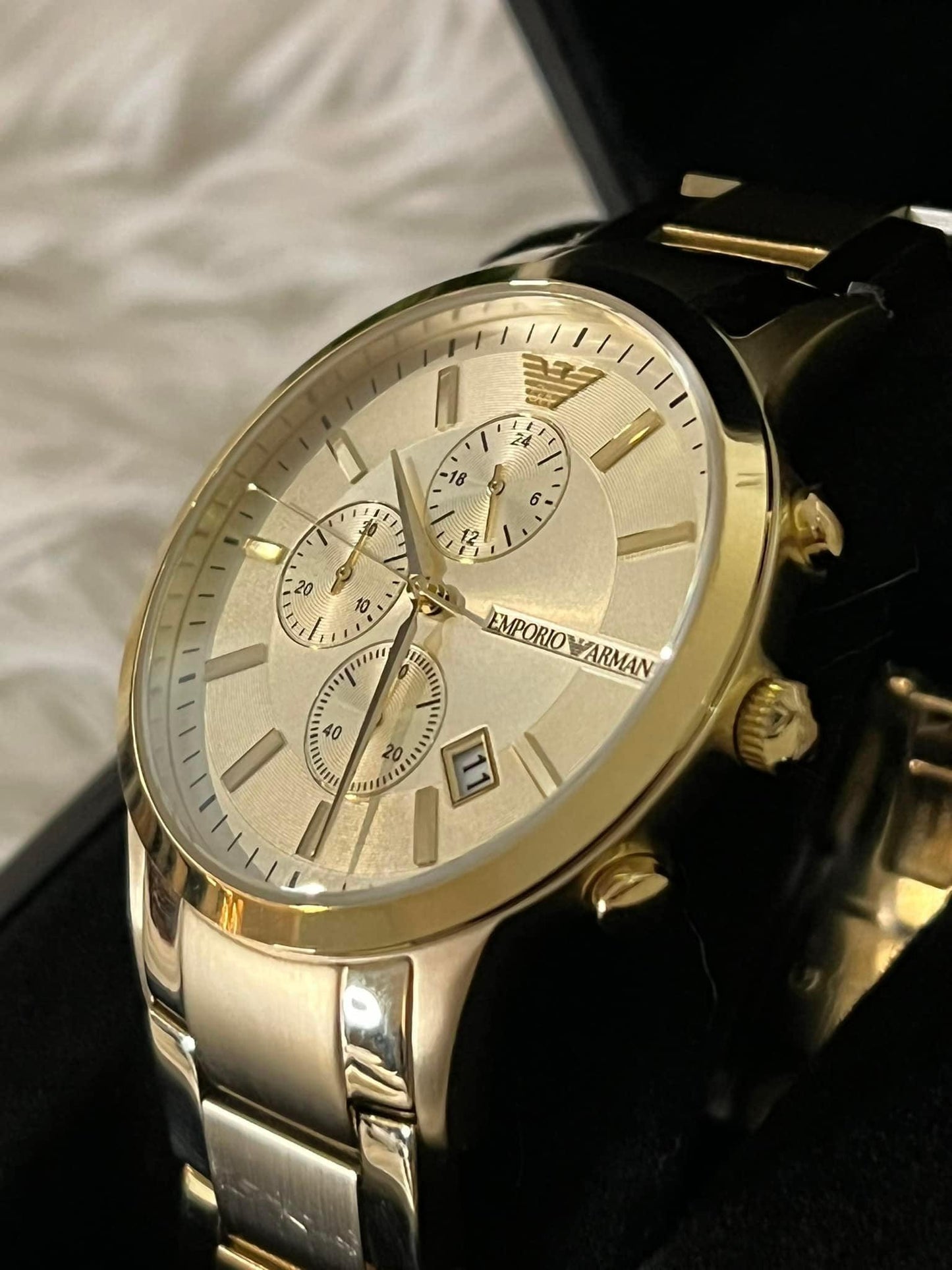 Emporio Armani Men’s Pale Gold-Tone Chronograph Watch